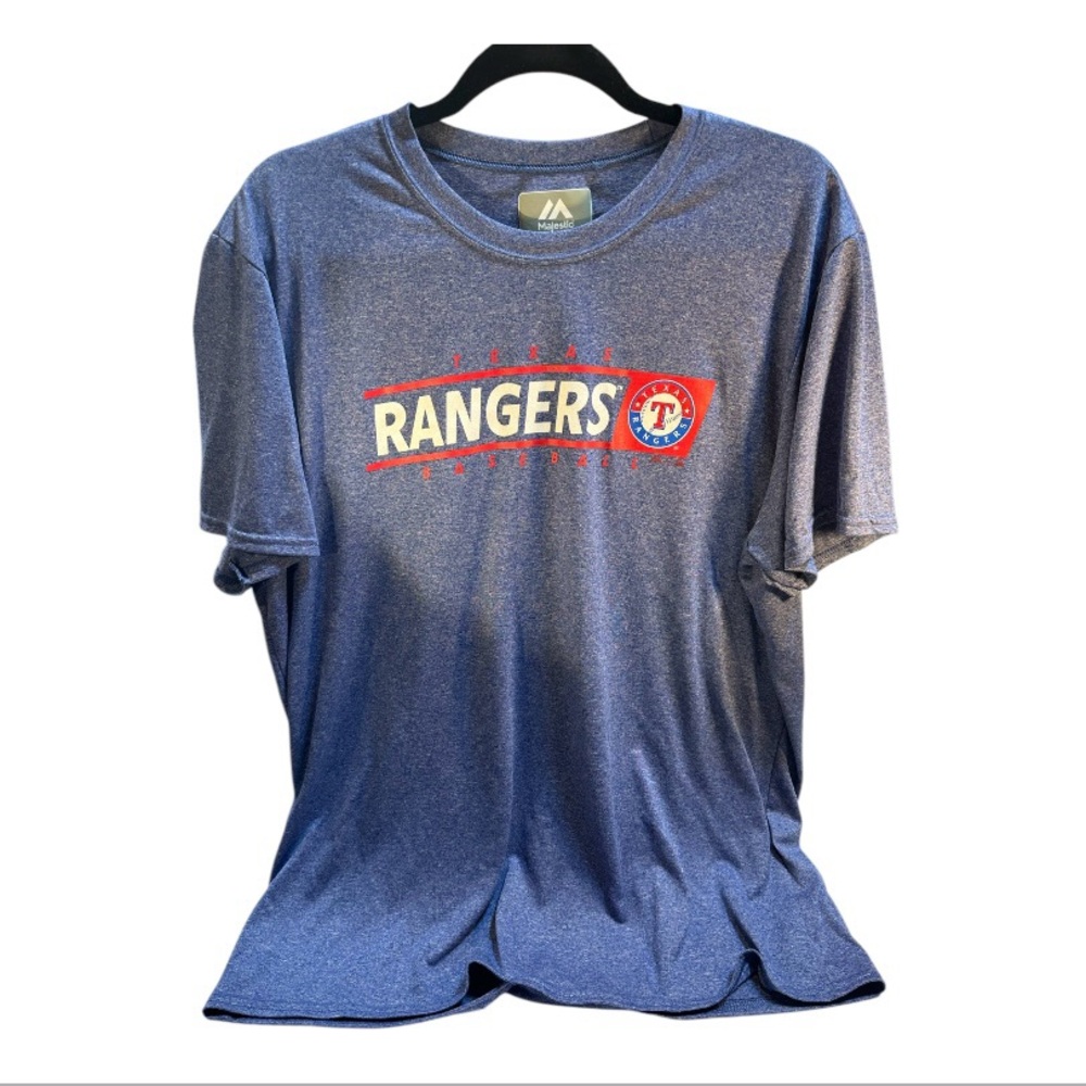 Texas Rangers Baseball T Shirt Majestic Logo XL Polyester Comfortable Pre-owned
